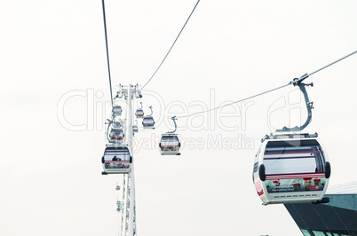 LONDON, UK - SEPTEMBER 28, 2013: Thames cable car operated by Em