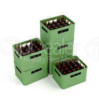 Crates with lager beer