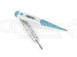 Electronic and mercury thermometers