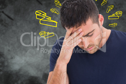 Composite image of man with headache