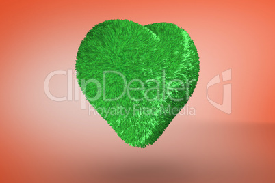 Deep green heart on orange background