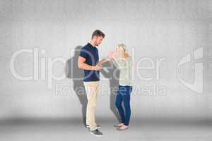 Composite image of young couple having an argument