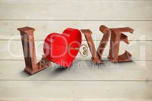 Composite image of love with lock and key
