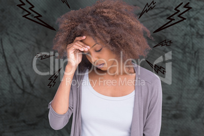 Composite image of woman with headache