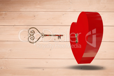 Composite image of love heart lock