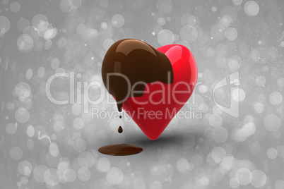 Composite image of heart dipped in chocolate