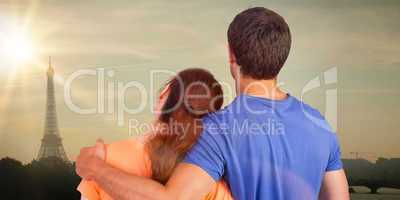 Composite image of couple with backs to camera