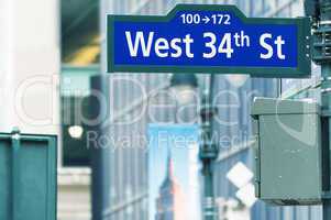 West 34th street sign in New York City