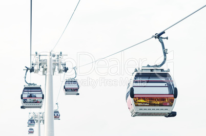 LONDON, UK - SEPTEMBER 28, 2013: Thames cable car operated by Em