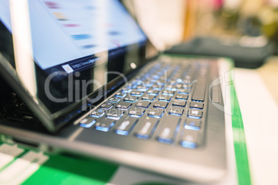 Modern laptop illuminated keyboard