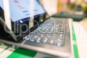 Modern laptop illuminated keyboard