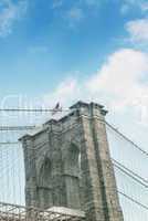 Pylon of Brooklyn Bridge as seen from East River