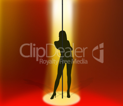 black silhouette of stripper at pylon