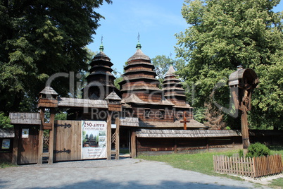 nice wooden church in village of Western Ukraine