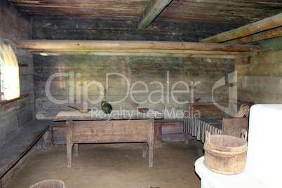 interior of old rural Carpathian house