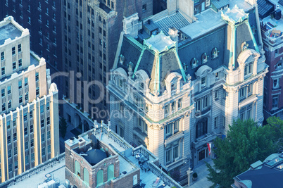 New York, Midtown Manhattan aerial view of old city buildings