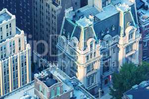 New York, Midtown Manhattan aerial view of old city buildings