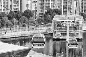 LONDON, UK - SEPTEMBER 28, 2013: Thames cable car operated by Em