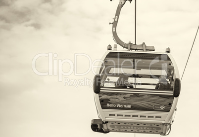 LONDON - AUG 24: Visitors travel on the Emirates cable car. The