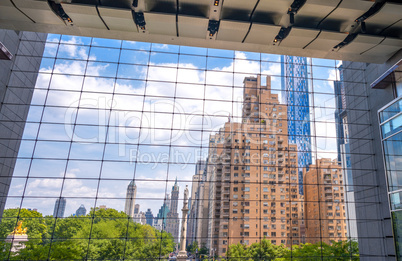 Manhattan skyline through giant windows