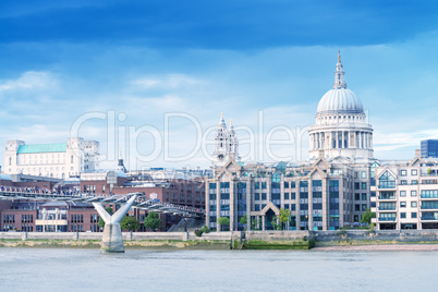 Magnificence of Saint Paul Cathedral and Millennium Bridge, Lond
