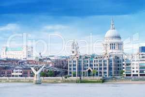 Magnificence of Saint Paul Cathedral and Millennium Bridge, Lond