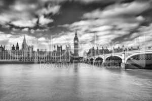 Blurred movements along Westminster Bridge, London