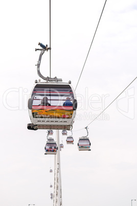 LONDON, UK - SEPTEMBER 28, 2013: Thames cable car operated by Em