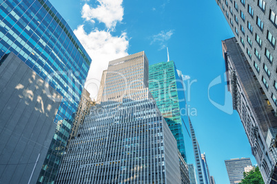 Midtown Manhattan skyscrapers as seen from street level