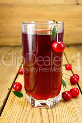 Compote cherry in tall glass on board