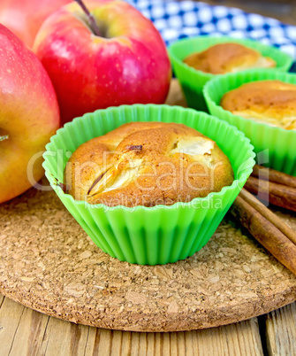 Cupcake with apples on board