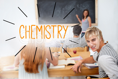 Chemistry against students in a classroom