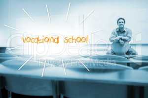 Vocational school against lecturer sitting in lecture hall