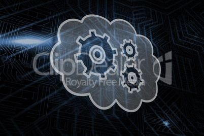 Composite image of cogs and wheels in cloud