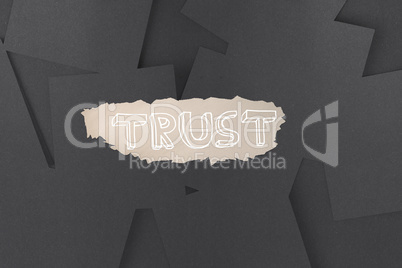 Trust against digitally generated grey paper strewn