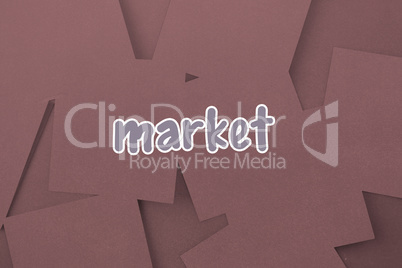 Market against digitally generated grey paper strewn