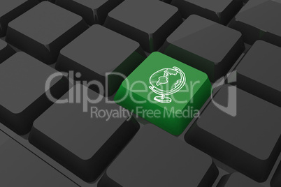 Composite image of globe on key Composite image of globe on key