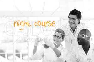 Night course against scientists working in laboratory