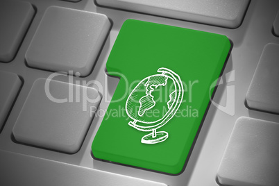 Composite image of globe on enter key