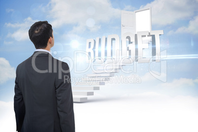 Budget against steps leading to open door in the sky