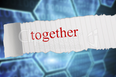 Together against black background with shiny hexagons