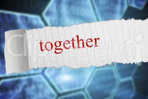 Together against black background with shiny hexagons