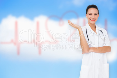 Composite image of pretty nurse presenting