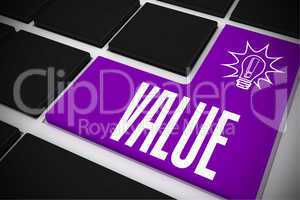 Value on black keyboard with purple key