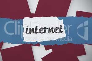 Internet against wine paper strewn over grid