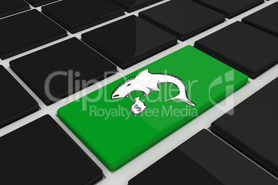 Composite image of loan shark doodle on key