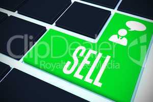 Sell on black keyboard with green key