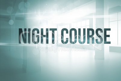 Night course against white room with windows