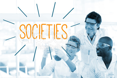 Societies against scientists working in laboratory