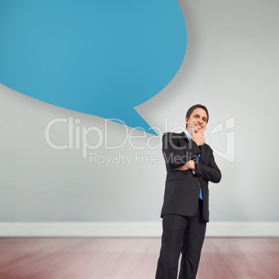 Composite image of thinking businessman touching chin